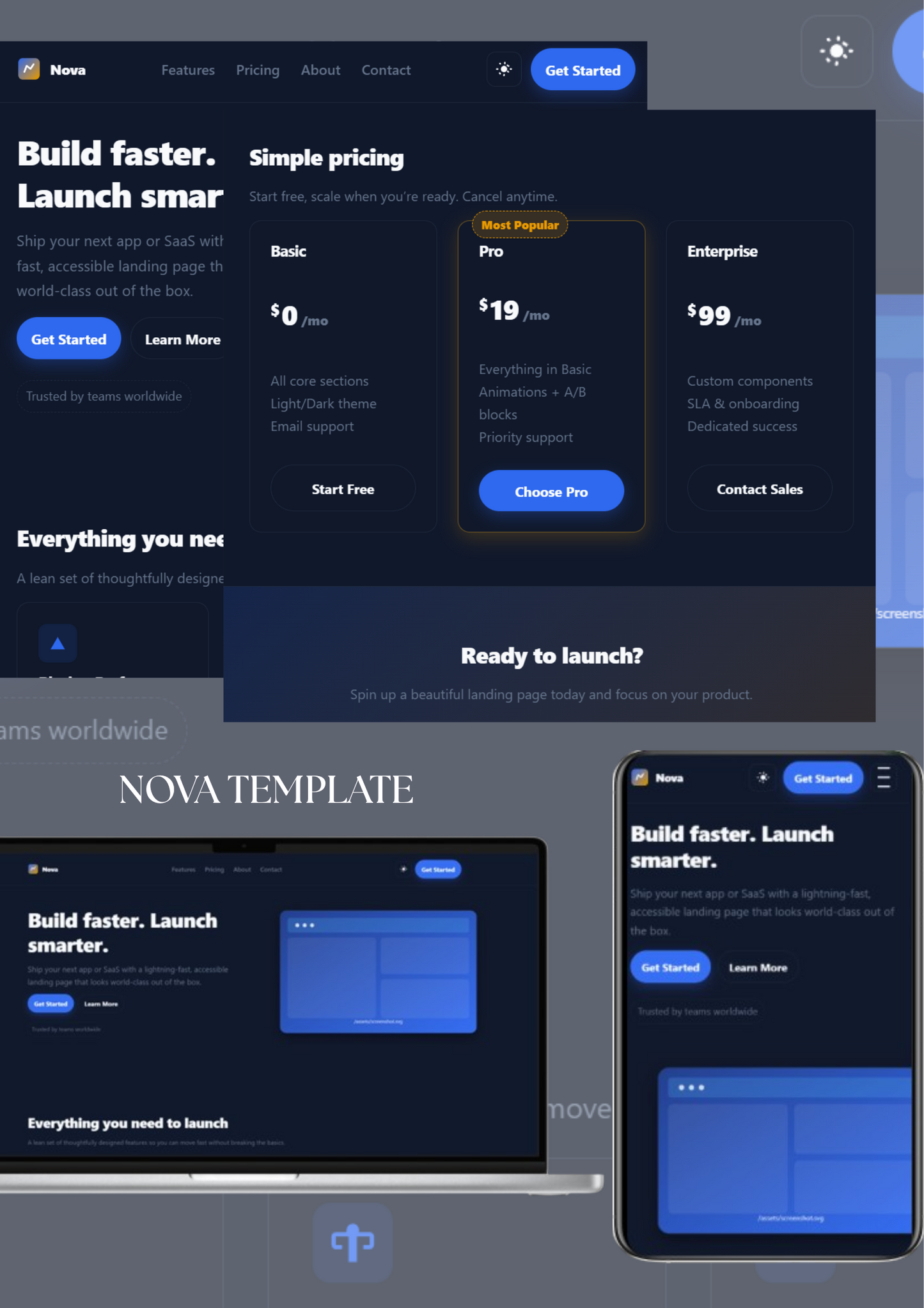 Nova blog template homepage with featured posts and modern clean design