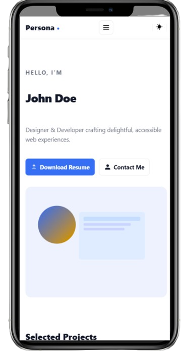 Mobile-friendly personal portfolio template with responsive design and modern layout