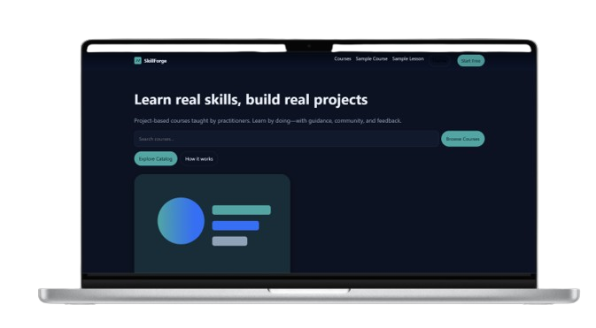 SkillForge template theme variations Ocean, Ember, and Sage for customizable e-learning websites
