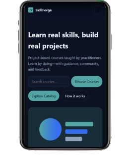 Mobile-friendly e-learning website template for courses and education built with SkillForge