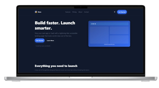 Nova blog template dark mode design for modern blogging websites