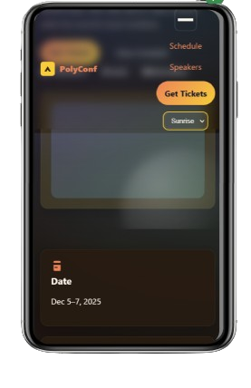 Mobile friendly event website design from PolyConf conference template