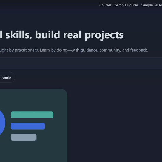 SkillForge online course website template homepage with featured courses and categories