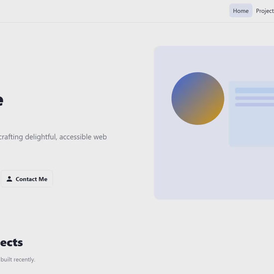 Persona portfolio template homepage with modern hero section and clean design